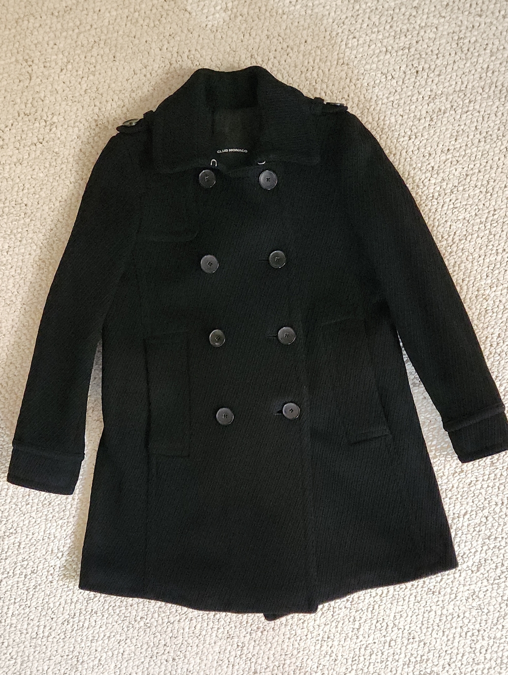 Club Monaco Women's Wool Blend Pea Coat Black XS Like New